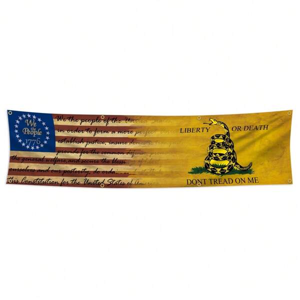 1pc, 1776 Banner Flag, 2*8ft(60*240cm), 8 Grommets, One-Side Printing, Real Color, Durable Polyester Material, For Home, Garden, Room, Party, Garage, Decorations.