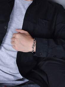 1 pieza Pulsera con forma de O de acero inoxidable elegante, apta para uso diario de hombres