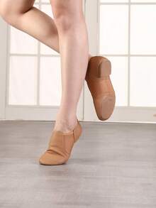 Soft Leather Jazz Shoes, Lightweight Brown Flat Shoes, Ballet Shoes, Yoga Shoes, Unisex Dance Shoes - Brown - View 2