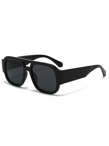1 pièce Lunettes de mode femme au design minimaliste européen américain, avec un cadre carré épais en plastique ajouré, décor élégant polyvalent pour un usage quotidien