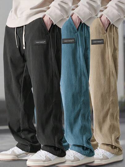 Pantalones casuales de pana con cordón para hombre, para primavera/otoño, transpirables y cómodos, adecuados para el ocio diario y las vacaciones, otoño