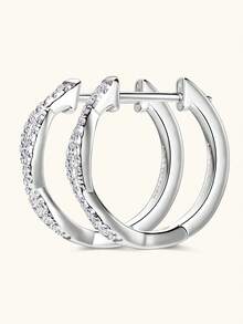 XUJIA 1 par de pendientes de moissanita para mujer de plata de ley 925, pendientes de aro de moda con moissanita de corte redondo de 1 mm, pendientes de mujer de plata 925 con diseño de infinito retorcido, regalos de joyería para fiestas y cumpleaños