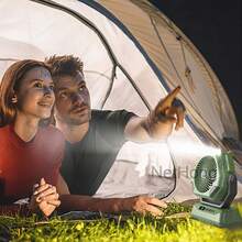 NetHong USB Rechargeable Battery Powered Tent Fan Portable Camping Fan With LED Lantern - Green - View 6