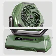 NetHong USB Rechargeable Battery Powered Tent Fan Portable Camping Fan With LED Lantern - Green - View 8