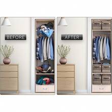 Contenedores de almacenamiento plegables - Cubos de tela con apariencia de madera de 11" plegables con asa para ropa y juguetes, marrón - Marrón - Ver 6