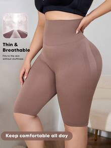 Women's Plus Size Tummy Control Mid-Thigh Butt Lift Contour Shapewear Bottoms Shorts,Suitable For Daily Or Base - Khaki - View 1