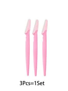 3 PEÇAS Modelador de Sobrancelha Rosa, Barbeador Portátil, Tesoura Modeladora de Sobrancelhas, Cortador, Lâmina para Modelagem de Rosto Feminino, Removedor de Pelos, Ferramenta de Maquiagem