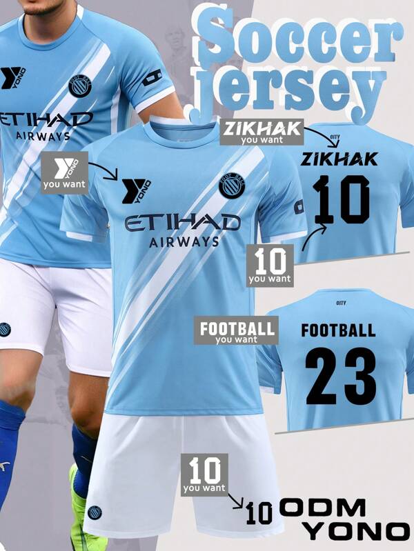 2025 Newest Blue Football Jersey Set – Customizable Training & Match Sportswear