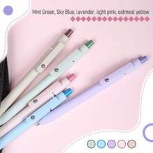 5 支马卡龙色圆珠笔套装，0.5 毫米细尖顺滑书写黑色墨水伸缩中性笔，办公用品 - 套裝 - 查看 2