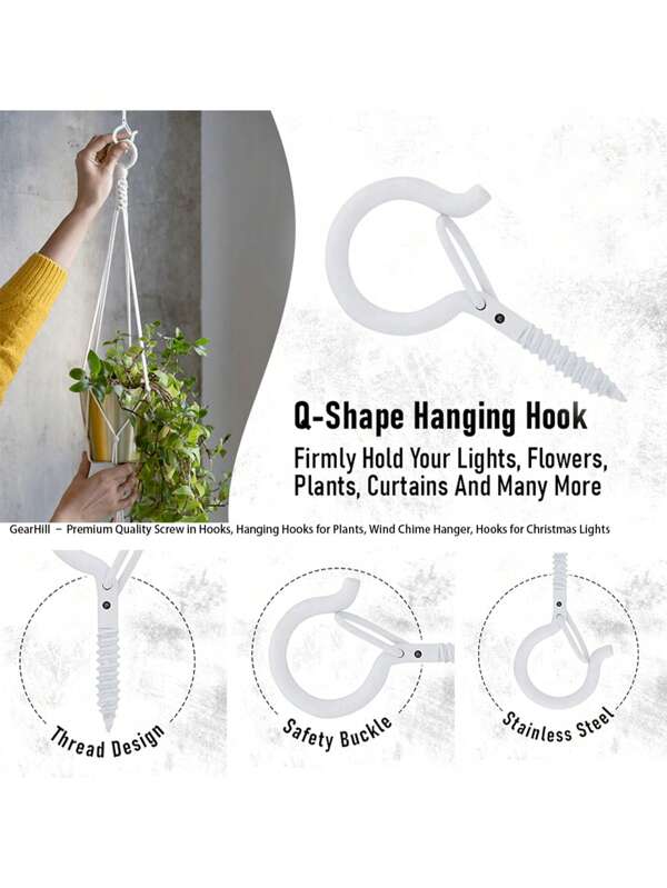 15/24/48 PCS Ceiling Hooks For Hanging Plants, Q Hanger Screw Hooks For Outdoor String Lights Wind Chimes, Cup Hooks With Buckle, 2.2 Inches Thanksgiving/Valentine's Day/Christmas Festival Decorative Hooks