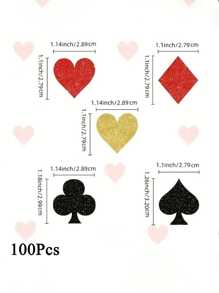 1 paquete de 100 piezas de confeti de póker, confeti brillante para esparcir en la mesa para decoraciones de fiesta de cumpleaños, boda, póker, Las Vegas y Navidad