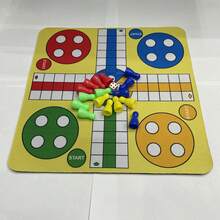 9.4/13.7 Inch Ludo Travel Board Game Set Folding Roll Up Rubber Board Game Pad Flying Chess Portable Classic Strategy Game - Multicolor - View 3