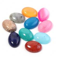 5 Stücke/10 Stücke pro Packung natürliche ovale Edelstein Cabochons, zufällig gemischte Farben und Größen, elegant Türkis, Jade, Achat lose Steine für DIY Schmuckherstellung, Halskette, Ring, Armband Dekoration