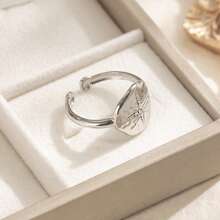 Anillo abierto vintage de acero inoxidable 2025, anillo de dama versátil enchapado en oro de 18 k, banda de acero de titanio en forma de estrella octagonal, adecuado para cualquier ocasión