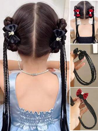 儿童公主假发辫子马尾辫夹子可爱卡通蝴蝶结发夹酷炫拳击辫