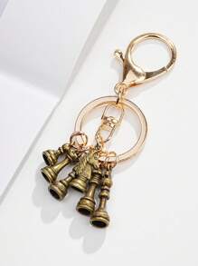 1pc Retro Chess Metal Keychain, Unisex, Fit For Backpack, Wallet, Handbag, Car Keys Car Accessories Bag Charm School