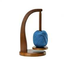 AAMTE 1pc Wooden Crochet Tool Set With Rotating Yarn Holder And Phone Stand - Multifunctional Hand Woven Yarn Storage For Knitting And Crafting, Ideal Gift For Crafting Enthusiasts