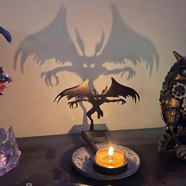 1 pieza Soporte de vela de escritorio decorativo e interesante, adorno de soporte de vela con silueta de diablo