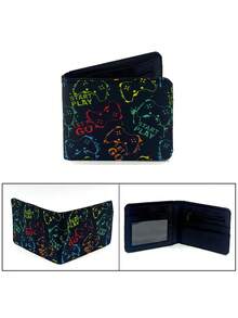 青少年男孩酷炫钱包布艺钱包信用卡现金夹可爱卡哇伊美学钱包带零钱袋身份证窗口适合青少年男孩男性青年男孩青少年（游戏/恐龙）