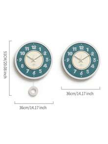 WOZOOM Wozoom Modern Minimalist Round Wall Clock, Overall Beige & Brown Color Scheme, Concise And Elegant. The Dial Features Bold Numeral Lines, Central Brown Circular Ring With Silver Pointers, Sophisticated Design. Pendulum Swing At The Bottom Adds Liveliness. Perfect Home Decor Choice For Living Room, Bedroom, Etc.