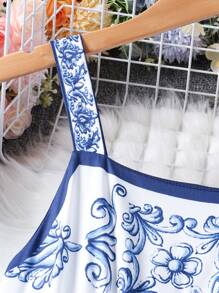 Abito a sottoveste vintage con stampa floreale per ragazze, adatto per spiaggia e vacanze