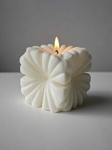 1pc 3D Cube Silicone Mold, Gypsum Mold, DIY Creative Silicone Mold, Square Candle Stand Silicone Mold - Unique Geometric Design And Simple Design, Suitable For Home Decorations And Festival Decorations. - White - View 3