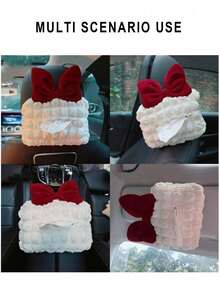 1 件装汽车纸巾盒蝴蝶结汽车纸巾盒汽车内饰用品 - 均碼 - 查看 3