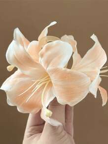 1 pezzo Fermaglio per capelli doppio lato con fiore di giglio personalizzato per donna, semplice e versatile, elegante per la parte posteriore della testa, accessorio per capelli, accessori da spiaggia