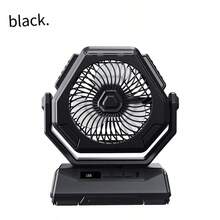 NetHong USB Rechargeable Battery Powered Tent Fan Portable Camping Fan With LED Lantern - Black - View 9