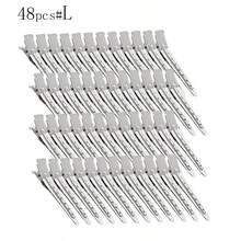 12个金属鳄鱼夹，女士分区夹，银色长发夹，卷发棒专用鳄鱼夹，适合浓密头发，可用于卷发棒，沙龙级使用，DIY蝴蝶结爪夹，发夹，发饰 - 彩色 - 查看 21