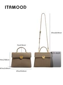 ITAMOOD Bolsas Elegantes Inspiradas em Designer, Bolsa de Ombro de Abas e Bolsa Casual de Negócios Leve, Presentes do Dia das Mães para Mulheres, Couro Legítimo de Vaca Togomotivo Vintage Luxuoso com Padrão de Seixo da Camada Superior - Multicolorido - Visão 11