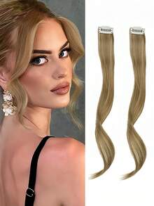 2片装侧刘海夹片，带长鬓角，带人造长龙须刘海，12英寸 - 彩色 - 查看 2