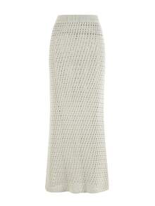 Váy đi biển dệt kim đa năng màu trơn 2025 Đồ bơi mùa hè Bikini Cover Up - Màu be - Xem 3