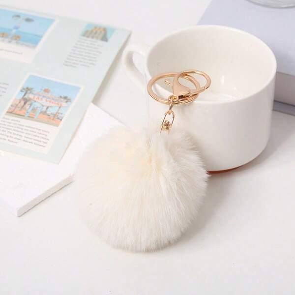 Cute Imitation Fur Plush Keychain Fluffy Pompom Ball Bag Backpack Decoration Car Key Chain Girl Gift Accessories Car Accessories Bag Charm Backpack For School
