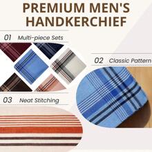 12 Pack Men's Handkerchiefs Classic Handkerchiefs For Men Pocket Square Assorted Mens Hankies Gents Hankerchieves, 6 Colors, 14.17*14.17 Inch
