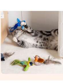 Simulated Bird Cat Toys, Interactive Plush Talking Bird Toy For Cats ,Kitten ,Gatos,Flying Flapping Bird Cat Toy, Indoor Cat Sports Interactive Bird Toy