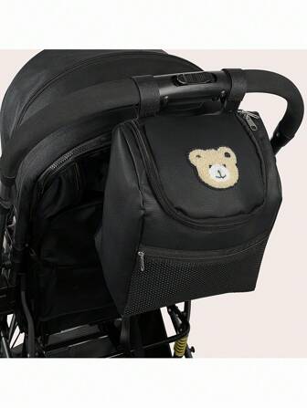 1 件熊图案婴儿车挂袋、尿布袋、妈咪包、防水、适用于婴儿车配件