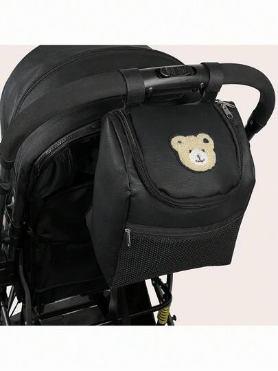 1 pezzo Borsa da appendere al passeggino con motivo orsetto, borsa fasciatoio, borsa della mamma, resistente all'acqua, adatta come accessorio per passeggino per bambini
