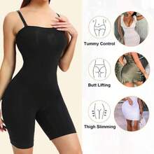 Strapless Women Tummy Control Bodysuit Shapewear Slimming Body Shaper Underwear Under Dresses Abdomen Compression Thigh Slimmer Undershirts Seamless Off The Shoulder Spaghetti Strap Removable Shoulder Straps Open Crotch
