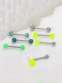 5pcs Cute Candy Color Tongue Rings, Pink, Purple, Green, Blue, Yellow, Women's Piercing Jewelry, Suitable For Daily Wear - 5-piece Set - View 6