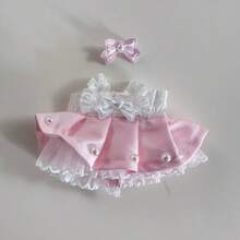 (仅衣服) 甜心、珍珠、蝴蝶结装饰公主裙套装适用于 娃娃第一代和第二代，17CM LLABUBS、Labobo、LBB 小雕像服装 - 彩色 - 查看 5