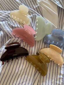 1pc Elegant Acetate Hair Claw Clip Medium Size Semicircle Geometric Hair Claw Simple Sweet Hair Clips Half Hair Women Hair Accessories, School Stuff, College Autumn Accessories Fall Winter For Vacation Outfits Woman - Multicolor - View 3