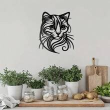 Simple Cat Metal Wall Art Perfect For Cat Lovers Pet Shop And Home Decor - Black - View 10