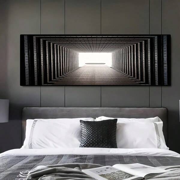 Großzügiges dekoratives Gemälde Querformat Banner, leicht luxuriöser Wandbehang aus Stoff als Sofarückwand für Wohnzimmer, minimalistisch hochwertig, Kopfteil Querformat Banner (ohne Rahmen)