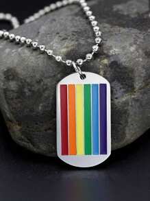 MONALLY Modische Accessoires im Hip-Hop-Stil zum Pride Month, Regenbogenanhänger-Halskette mit Kugel-Kette aus Edelstahl in den Farben der Schwulen- und Lesben-Flagge, Sommergeschenk für Partys