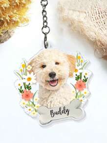 1 pezzo Portachiavi con ritratto personalizzato di animale domestico cane/gatto, in materiale PC (policarbonato), adatto per tutte le stagioni, regalo di Natale, San Valentino, Capodanno cinese, durevole, inciso, in acciaio inossidabile, colorato, carino, adorabile, divertente, kawaii, stile Y2K, unisex, casual, personalizzato, unico, regali ideali per lui, studenti di scuole medie, superiori, università, matricole, secondo anno
