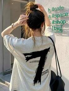 日式女装宽松圆领休闲百搭卡通熊猫印花短袖T恤春夏装背面上衣