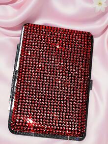 1PC Women's Rhinestone-Studded Cigarette Box, Glittering Rhinestone-Studded Long Cigarette Box, Rhinestone-Studded Cigarettes Box, Elegant Women's Cigarette Box, Smoking Accessories, Cigarette Storage, Cigarette Holder Case - Multicolor - View 8