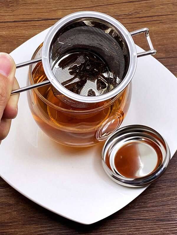 1pc Stainless Steel Tea Infuser, Coffee Filter, Loose Leaf Tea Diffuser With Long Folding Handle, Can Be Hung On Teapot Or Mug, For Tea And Coffee Steeping Back To School
