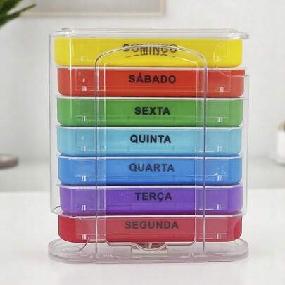 Porta Comprimidos Semanal Caixinha de Remédio Organizador de Medicamento Estojo PilBox Diário Cápsulas Smart Manhã Tarde Noite A
